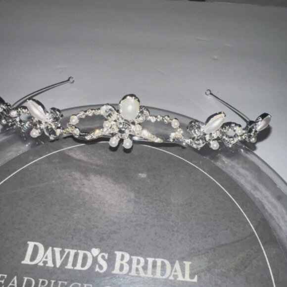 Pearl Swarovski Crystal Bridal Tiara 925 Silver Head Piece - Picture 3 of 5